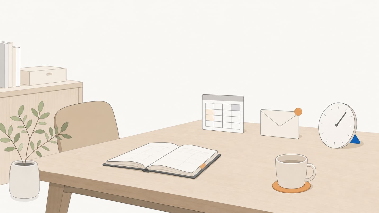 業務の机まわりにAIとGoogle Workspaceの更新が静かに溶け込むイメージ