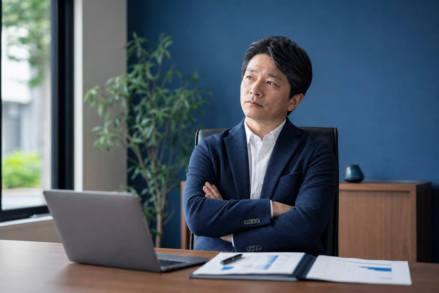 AI導入に迷う経営者のイメージ